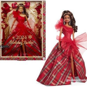 Barbie Signature 2024 Holiday Dolls, säsongsbetonad samlargåva, Signature, rutig klänning med röd rosett, visningsbar förpackning, ljusbrunt hår, HRM67 194735181216 Barbie Signature 2024 Holiday Dolls, säsongsbetonad samlargåva, Signature, rutig klänning med röd rosett, visningsbar förpackning, ljusbrunt hår, HRM67 194735181216