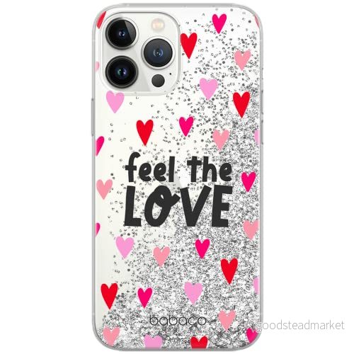 ERT GROUP mobiltelefonfodral för Apple Iphone 12 PRO MAX originalt och officiellt licensierat Babaco mönster Feel the love 001 Vit anpassad till formen på mobiltelefonen, med glitter overflow effekt 5904805036132