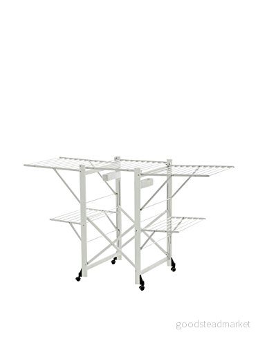 Arredamenti Italia AR_IT- 600 GABBIANO Vikbar utdragbar torkställning massiv bok färg vit lackerad 175 x 105 67 cm med torkyta på 30 meter 8023856600028