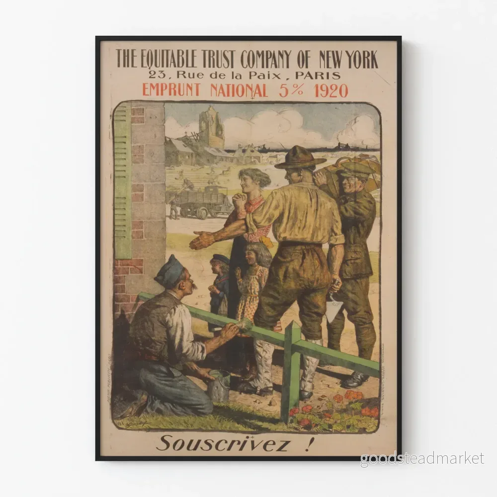 Vintageposter Emprunt National 5% 1920 New York Paris