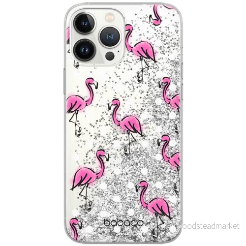 ERT GROUP mobiltelefonfodral för Apple Iphone 12 Mini originalt och officiellt licensierat Babaco mönster Flamingo 003 Vit optimalt anpassad till formen på mobiltelefonen, med glitter overflow effekt 5904805410611