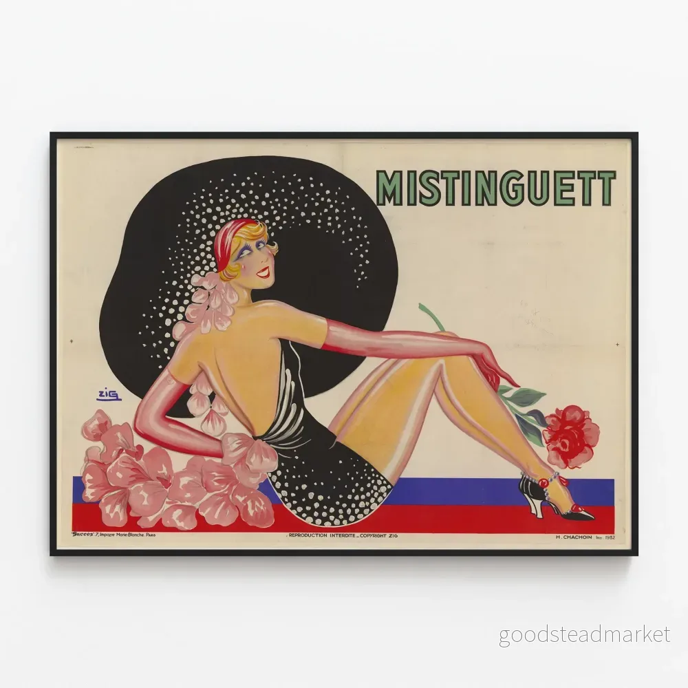 Vintage dekorativ poster Mistinguett av Zig Vintage dekorativ poster Mistinguett av Zig