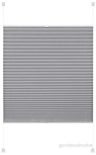 Deco Company plisségardin att klämma fast, ogenomskinlig plisserad rullgardin, Alla monteringsdelar ingår, EASYFIX fastspänd med 2 manöverskenor, Grå, 90 x 130 cm (BxH) 4003018348481