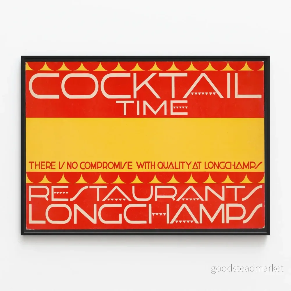 Vintageposter Cocktail Time för restauranger Longchamps