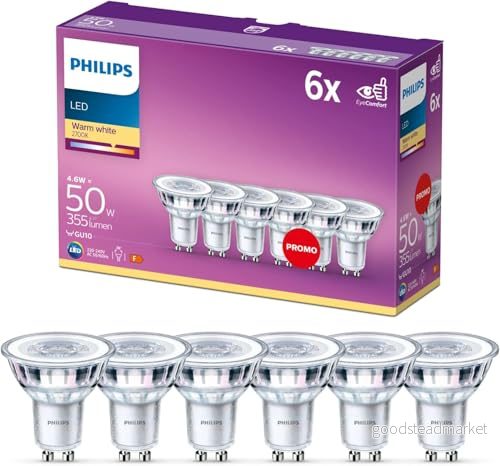 Philips LED-lampa GU10 50 W motsvarande 6-pack Varmt Vitt 2700 K 8718696586013