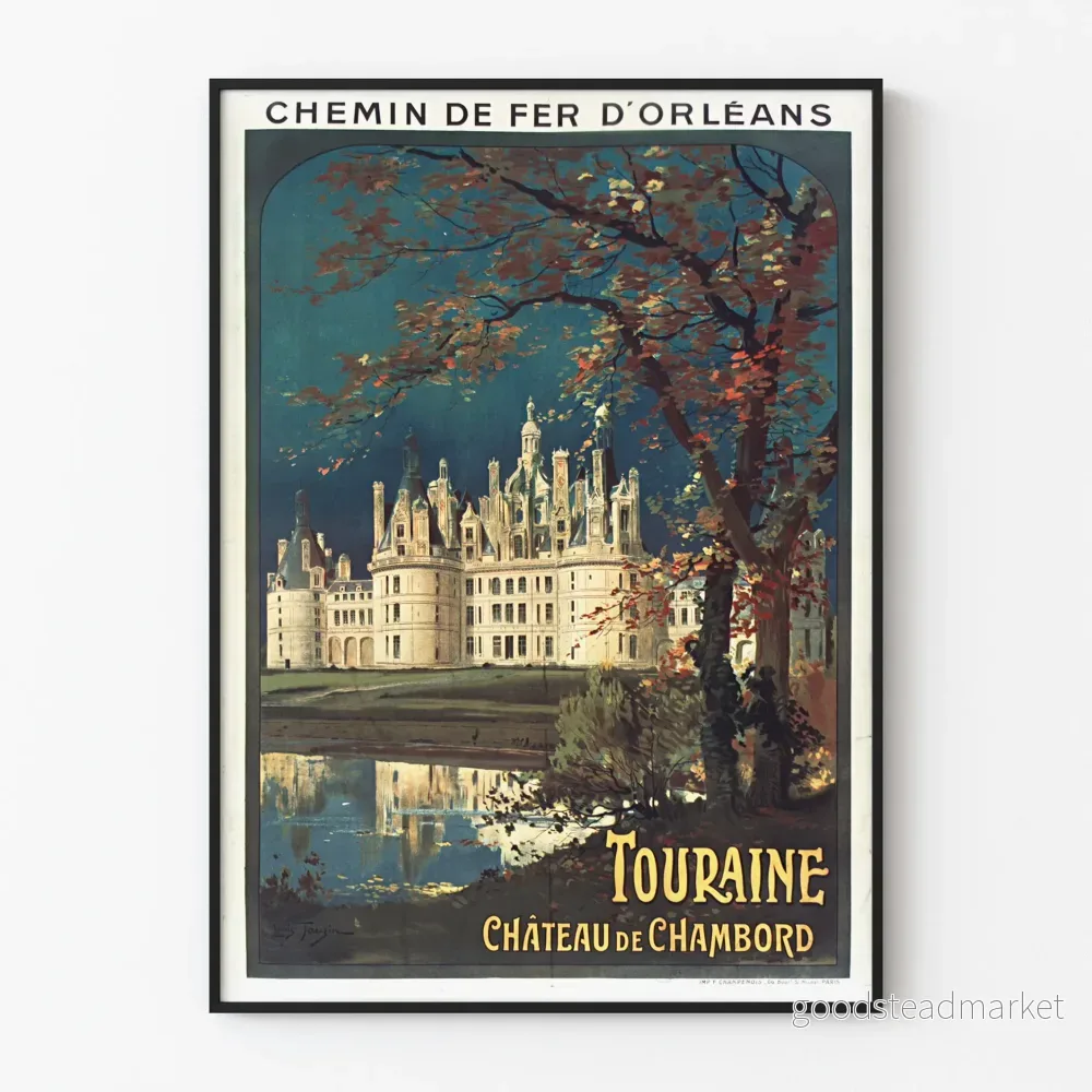 Vintageposter Château de Chambord Touraine - Chemin de fer d'Orléans