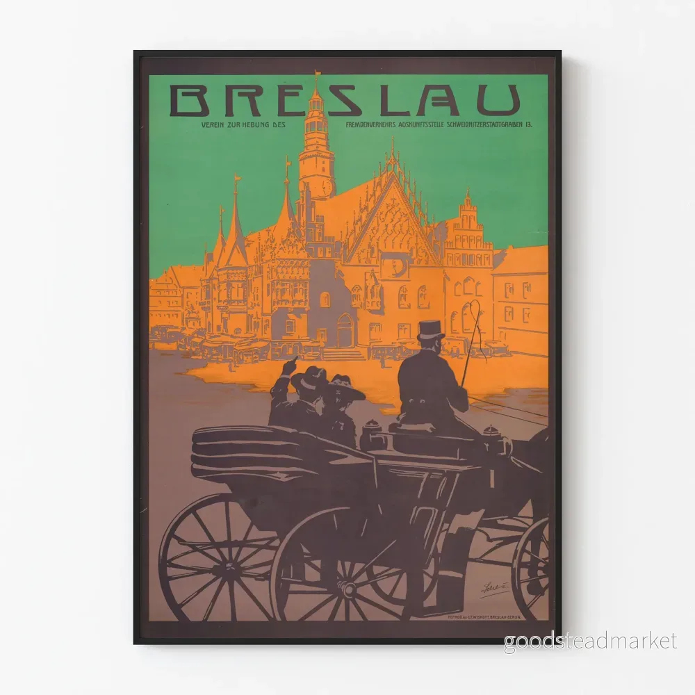 Vintageposter Breslau - Retro vintage väggdekoration