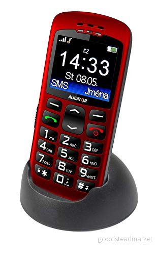 Aligator A670 Seniorenhandy med SOS knapp och lokalisering, 10 x 6 cm röd 8595181127315