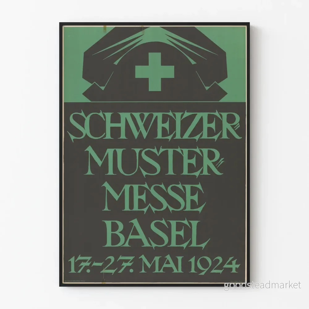 Vintageposter Schweizer Mustermesse Basel 1924 väggdekoration