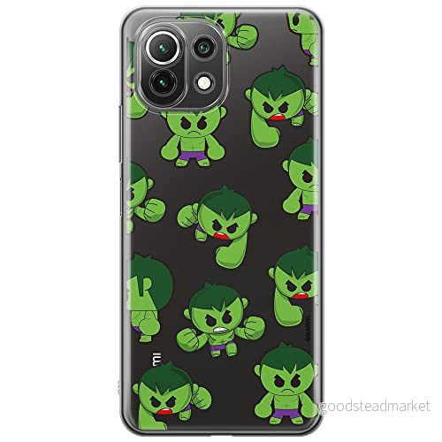 ERT GROUP mobiltelefonfodral för Xiaomi 11 LITE 4G/5G originalt och officiellt licensierat Marvel mönster Hulk 006, gedeeltelijk transparant 5904805239915