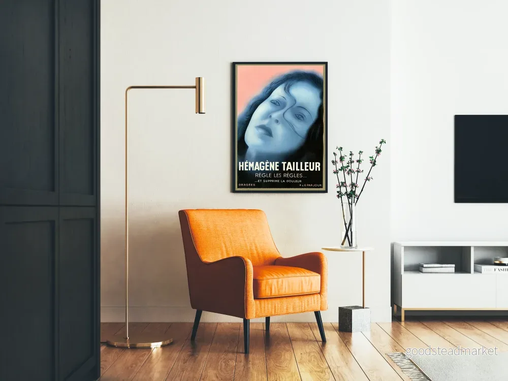 Vintageposter Hémagène Tailleur, illustration av kvinnligt ansikte - Bild 2