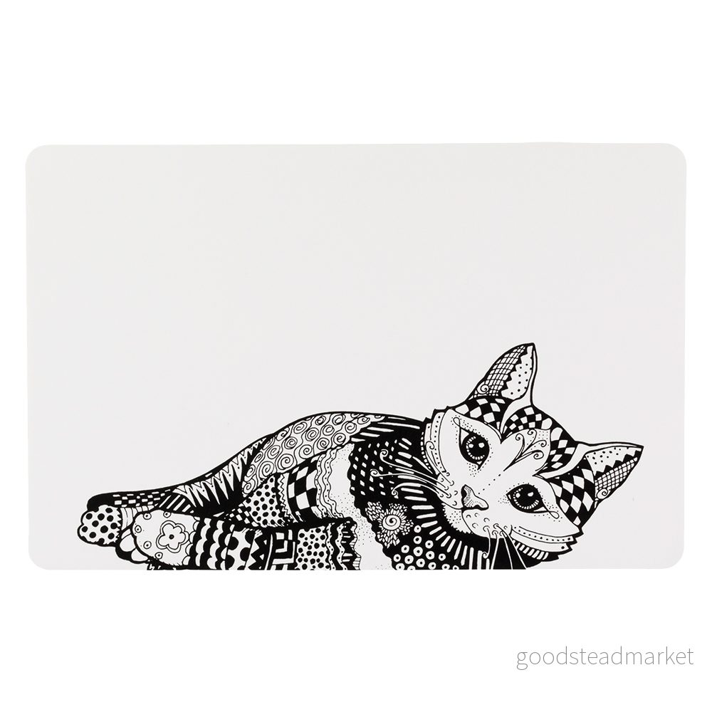 Trixie Place Mat Cat 44 x 28 cm white/black 4011905247885