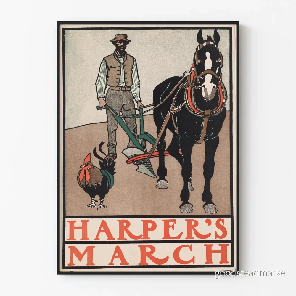 Vintageaffisch Harper's mars väggdekoration lantlig och rustik