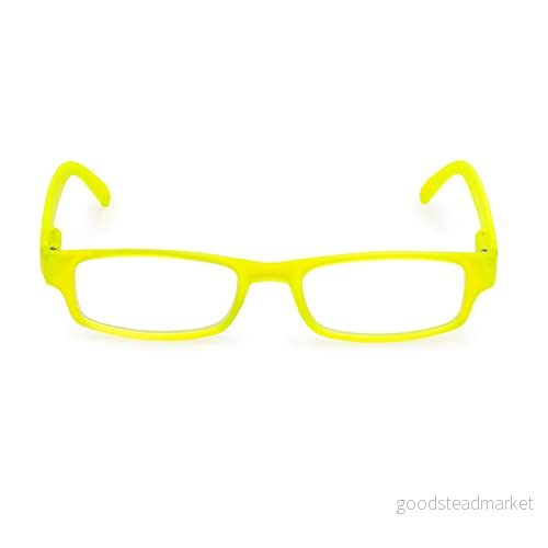 Contacta, Fluo Läsglasögon för män och kvinnor, lätta färgglada läsglasögon, praktiska funktionella, ram med flexstänger, dioptrar +2,00, gul färg, 18 g 8054529513840