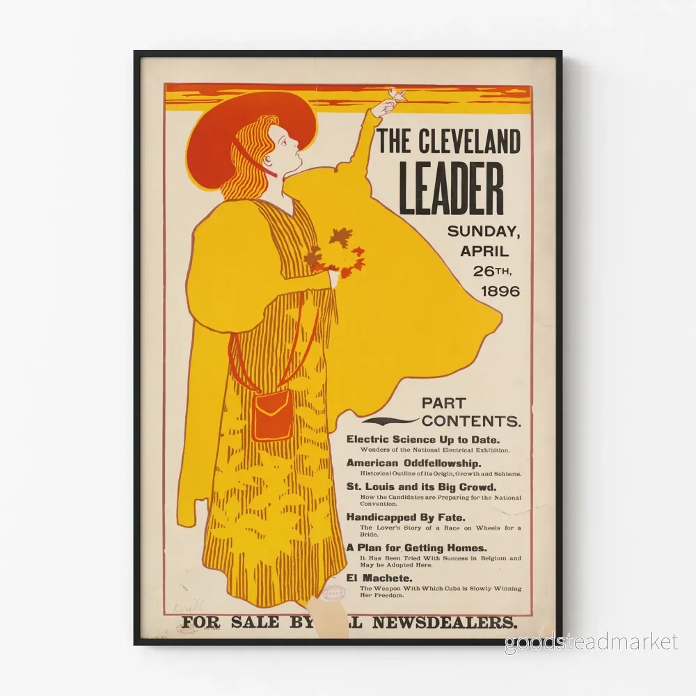 Vintageposter Cleveland Leader 1896 för väggdekoration