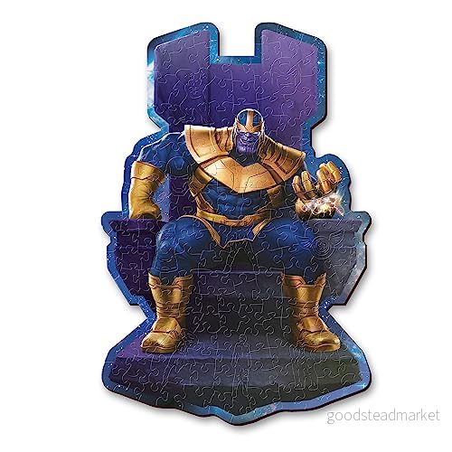 Trefl Figurskuret Träpussel: Marvel Avengers, Thanos på sin tron 160 Bitar, Wood Craft, Oregelbundna pusselbitar, 10 Figurer, Trendigt Pussel Premium, för Vuxna och Barn från 9 År 5900511201840