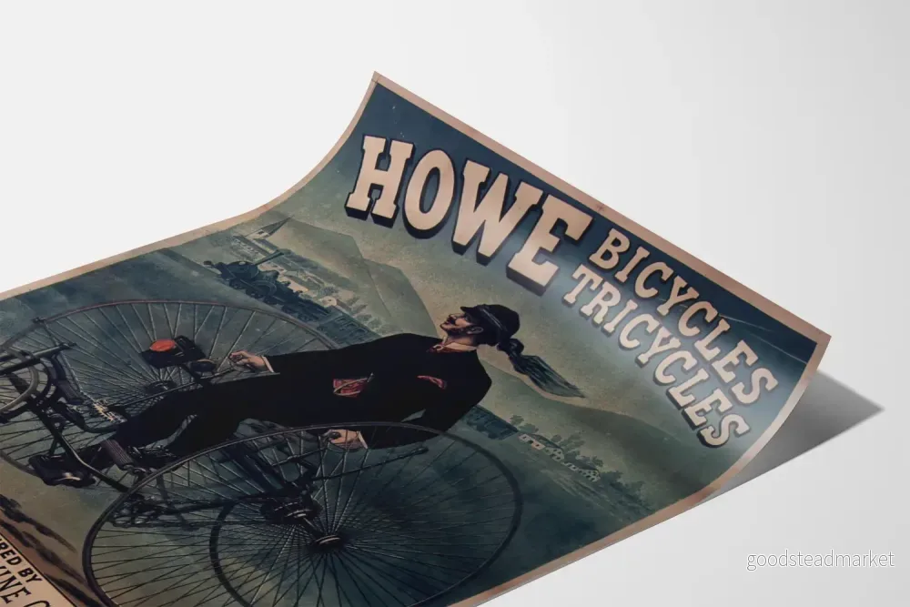 Vintageposter för Howe Bicycles trehjulingar - Retro väggdekoration - Bild 3