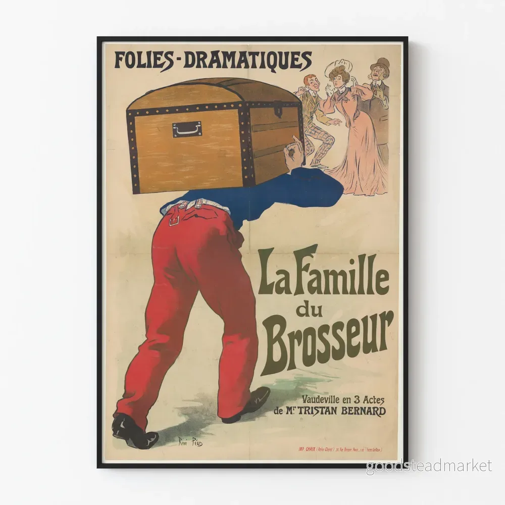 Vintageposter La Famille du Brosseur - Retro teater väggdekoration