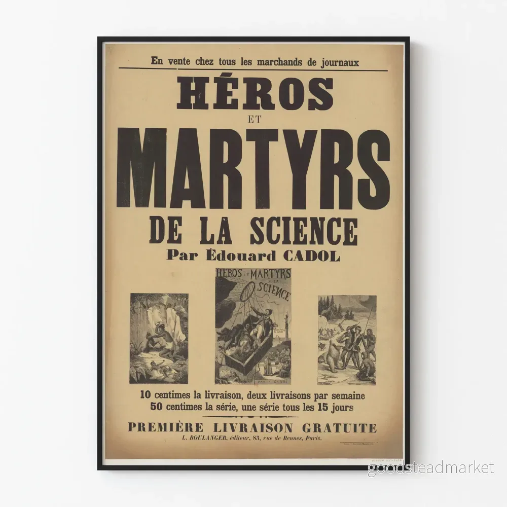 Vintageposter Héros och Martyrer av Vetenskapen av Édouard Cadol
