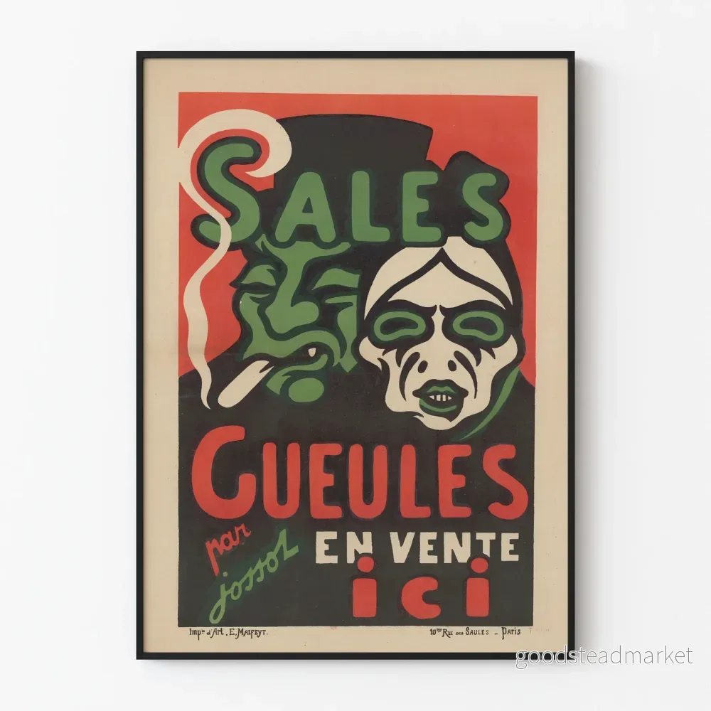 Vintageaffisch Sales Gueules av Jossot – Konstnärlig Väggdekoration