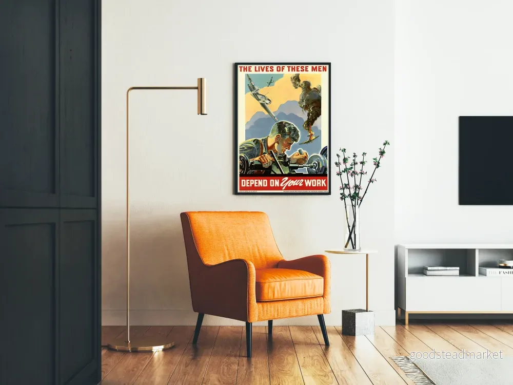 Vintage militärposter « The Lives of These Men Depend on Your Work » - Bild 2