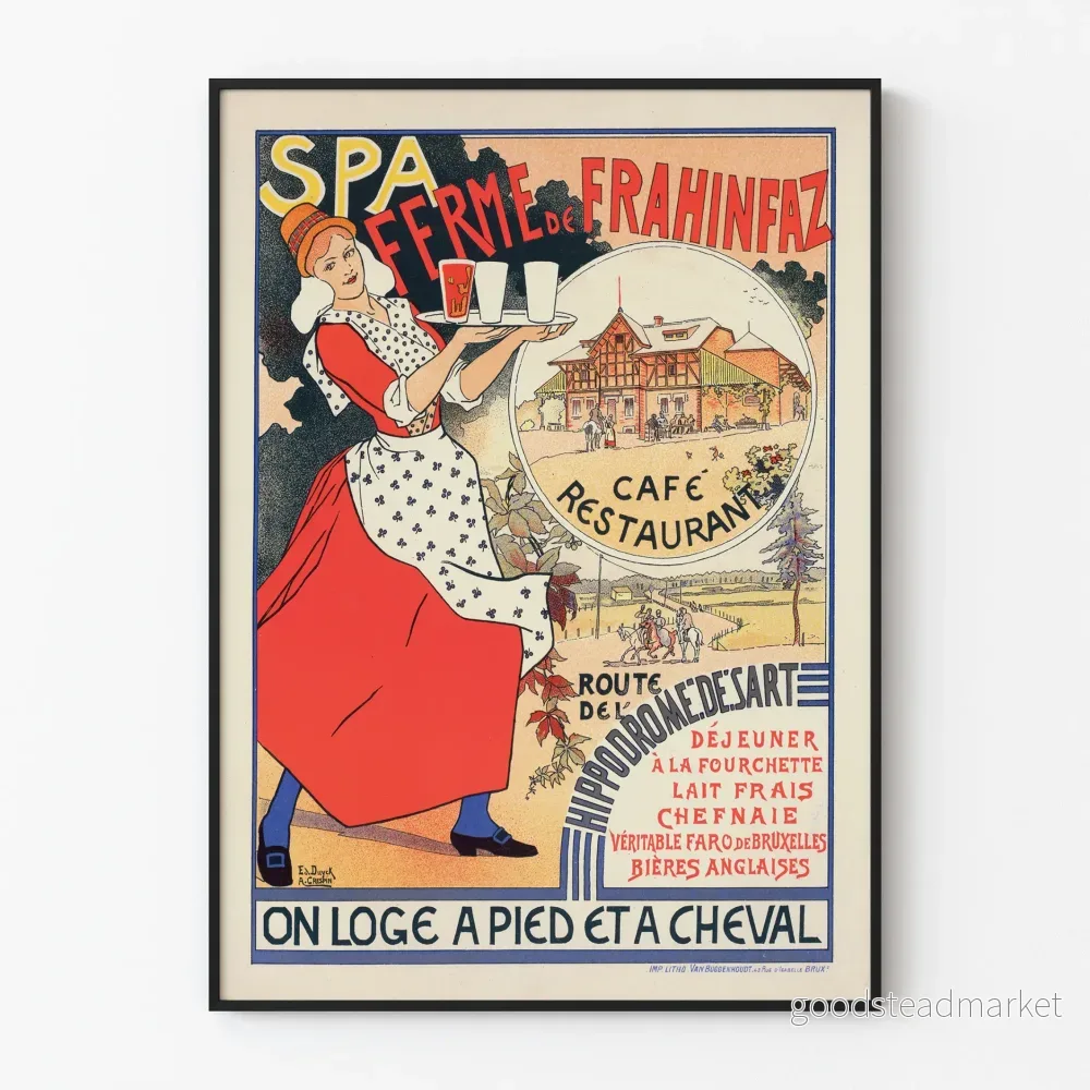Vintageposter Ferme de Frahinfaz - Retro väggdekoration för spa, café och restaurang