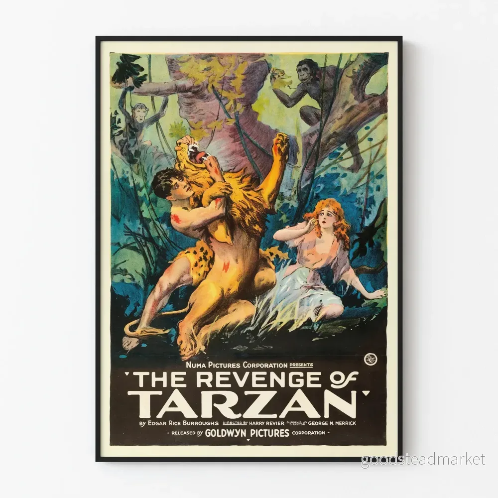 Vintageposter The Revenge of Tarzan väggdekoration jungel