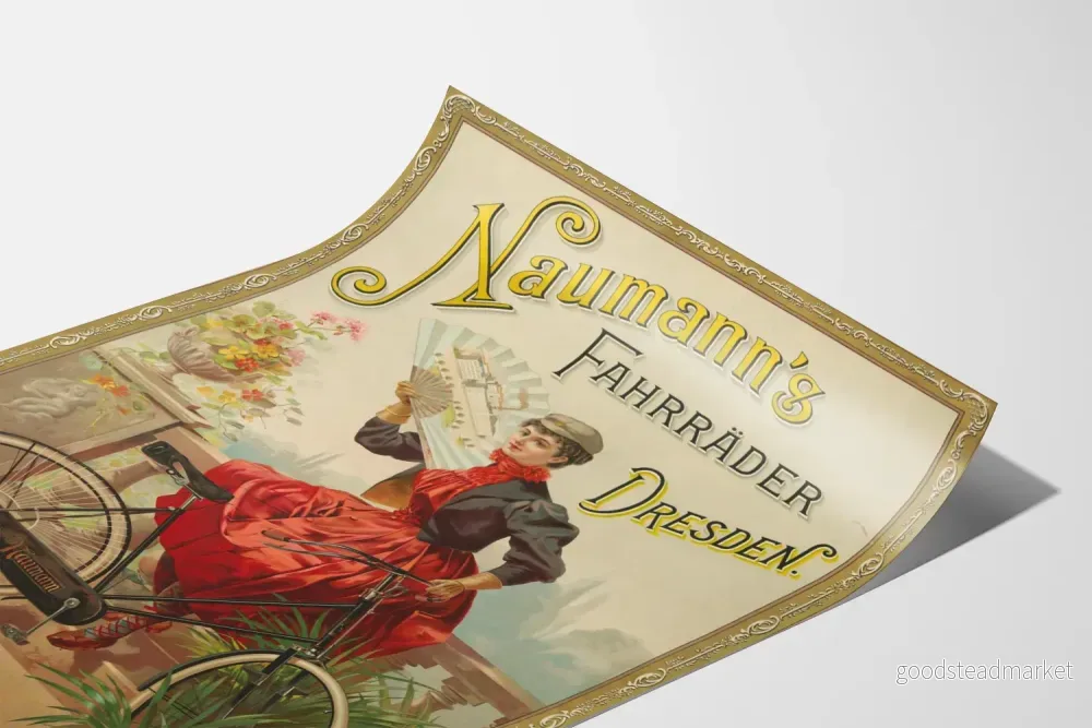 Vintageposter Naumann's Fahrräder Dresden - retro väggdekoration - Bild 3