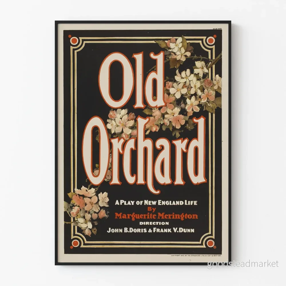 Vintageposter Old Orchard - Blomsterväggdekoration