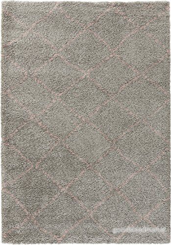 Mint Rugs hög flor matta hash grå rosa, 80 x 150 cm 4260482444358