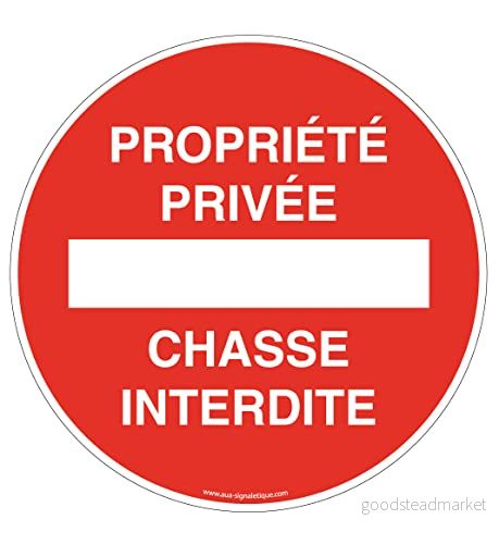 AUA SIGNALETIQUE Privat egendomspanel förbjuden jakt Ø 270 mm, aluminium dibond 3 mm 3666180387798
