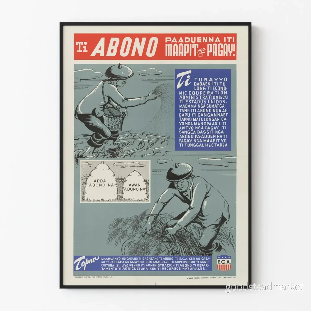 Vintage poster om användningen av gödselmedel för jordbruket