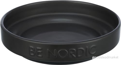 Trixie BE NORDIC kattskål, keramik, 300 ml, svart, modern, halkfri matskål för små katter 4011905245225