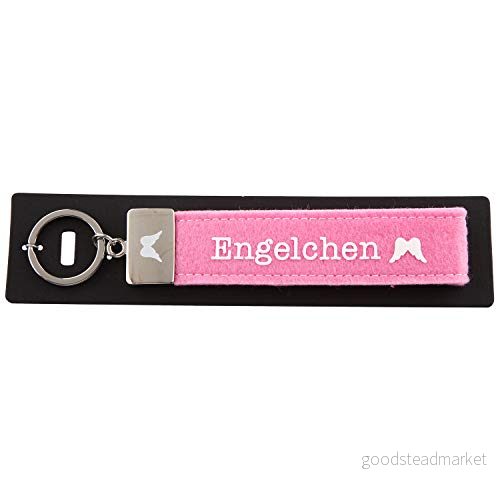 Depesche 4298 008 öglor nyckelring av filt, med graverad metallkant och ikongt tryck, ängel, rosa, ca 18,7 x 4,4 1 cm 4010070335335