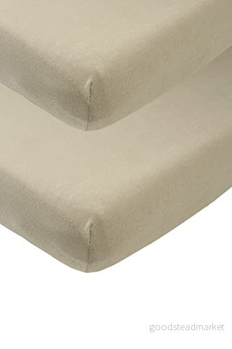 Meyco Baby Uni underlakan 2 pack för vaggan (lakan med mjuk jerseykvalitet, tillverkad av 100% bomull, perfekt passform tack vare elastisk dragsko runt om, andas, mått: 40 x 80 / 90cm), taupe 4054703632170