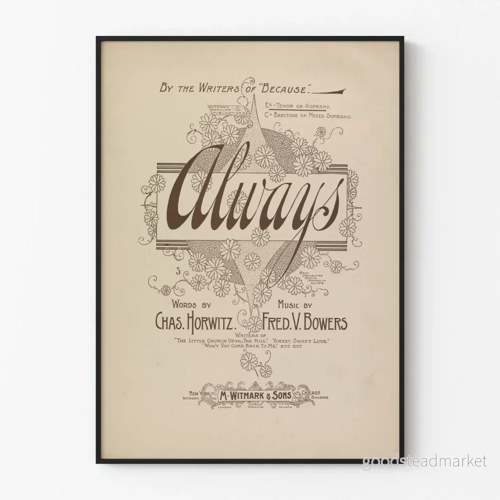 Vintageposter Always med blomsterinramning