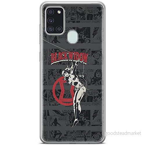 ERT GROUP mobiltelefonfodral för Samsung A21s originalt och officiellt licensierat Marvel mönster Black Widow 006 optimalt anpassad till formen på mobiltelefonen, fodral tillverkad av TPU plast 5903040263617