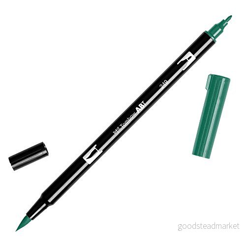Tombow ABT 249 fiberpenna dubbel borste penna med två spetsar, kraftig grön 4901991901382
