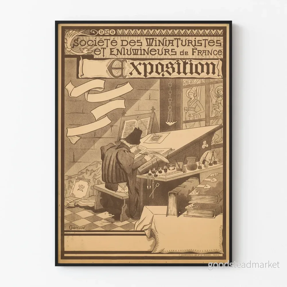 Vintageposter för utställning av Société des Miniaturistes et Enlumineurs de France