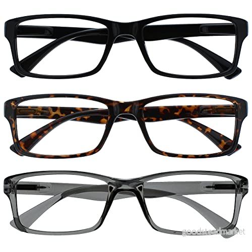 3 stycken korta glasögon för män och kvinnor, svart, brun, grå, MMM92 127 2.00 5055955378440