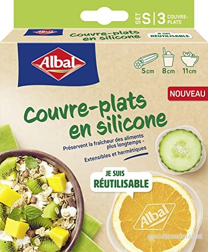 Albal silikonskydd set S x3, återanvändbara och hållbara, användning med tvättmaskin, frys, mikrovågsugn, 5 cm + 8 11 4008871217868