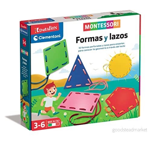 Clementoni Education Montessori former och rosetter, geometriskt pedagogiskt spel, leksak på spanska från 3 år (55450), variös, medium 8005125554508