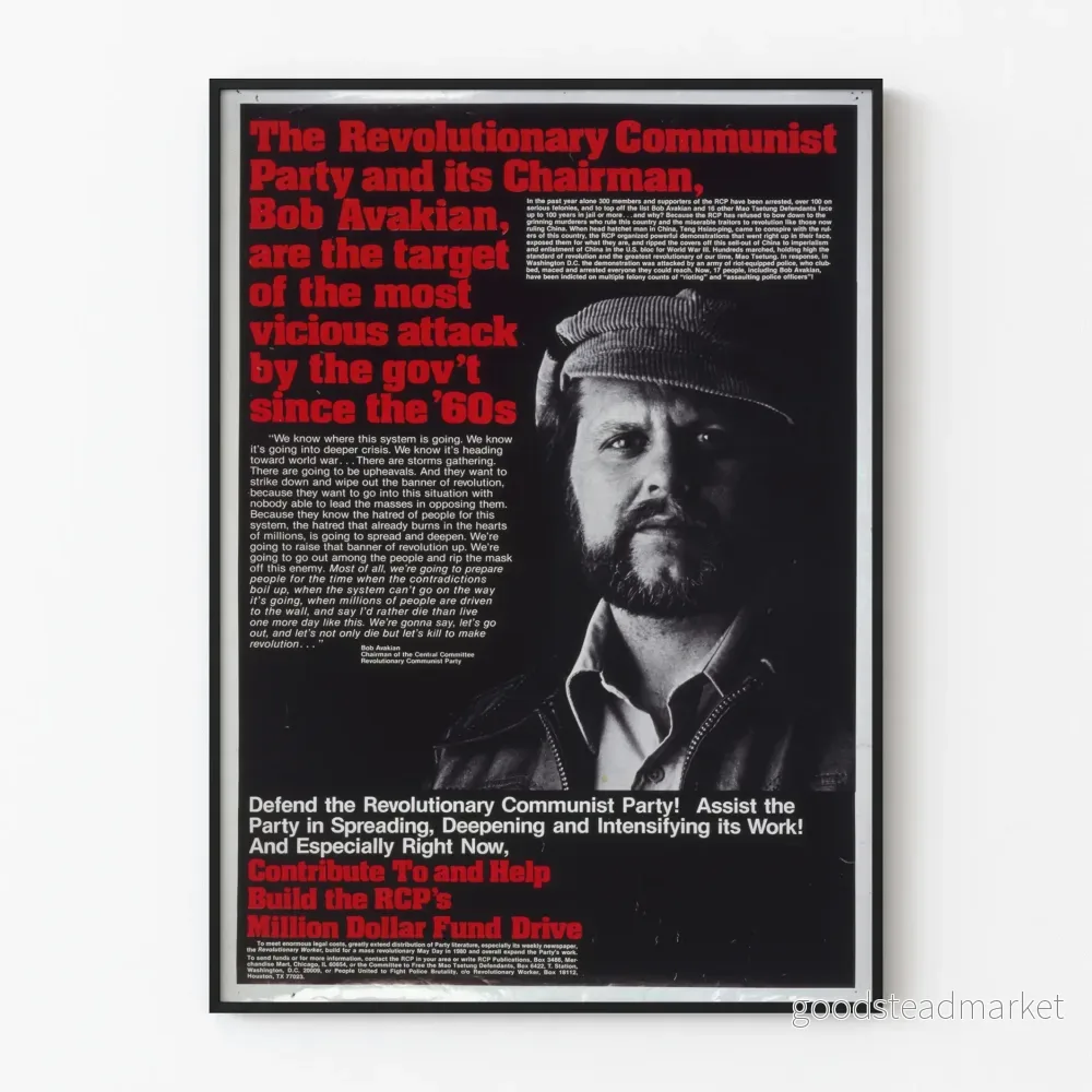 Vintageaffisch av revolutionären Bob Avakian och det kommunistiska partiet