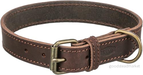 Trixie Rustic fat leather collar S M: 34 40 cm/25 mm dark brown 4011905190051