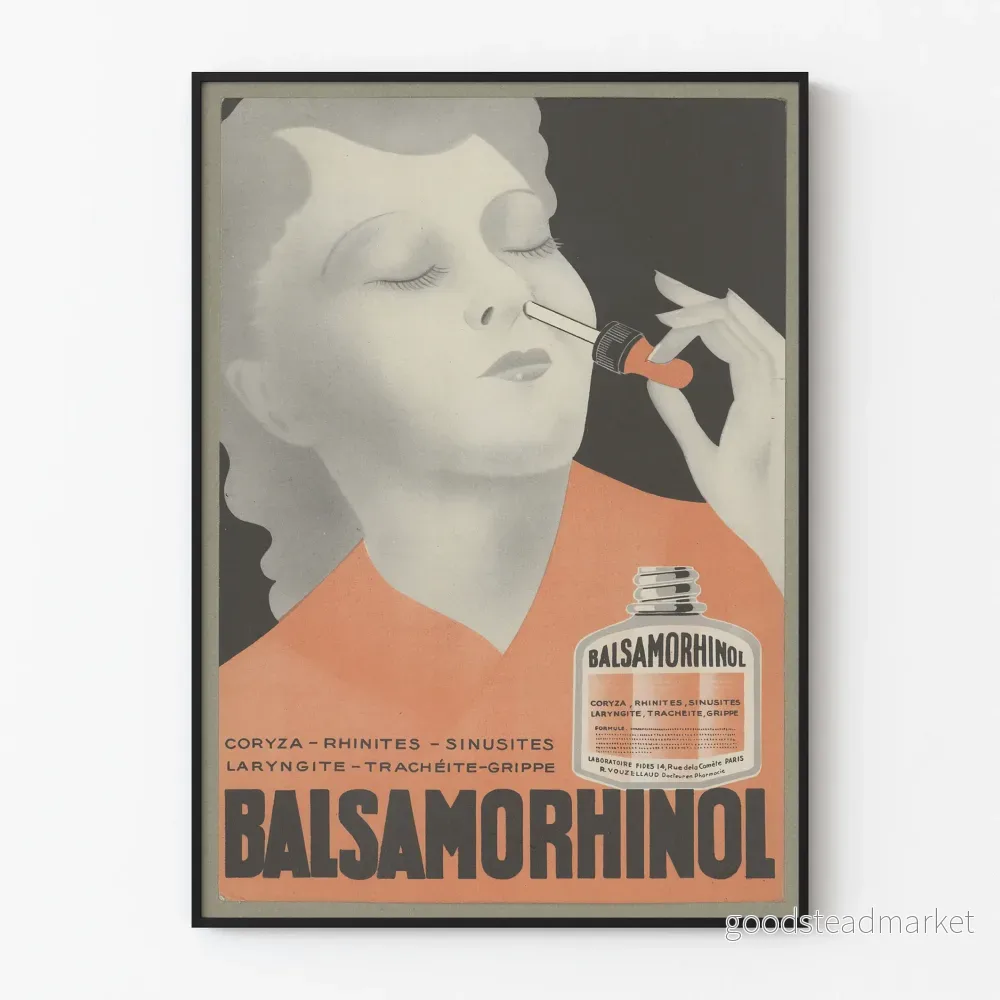 Vintage affisch Balsamorhinol för medicinsk väggdekoration
