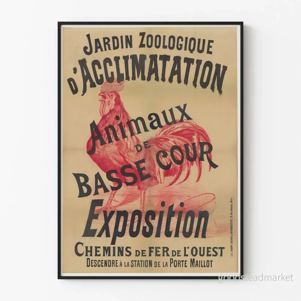 Vintageaffisch av Zoologiska trädgårdens akklimatiseringsposter för husdjur