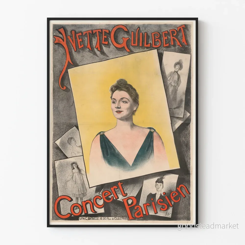 Vintageposter Yvette Guilbert Parisisk konsert Vintageposter Yvette Guilbert Parisisk konsert