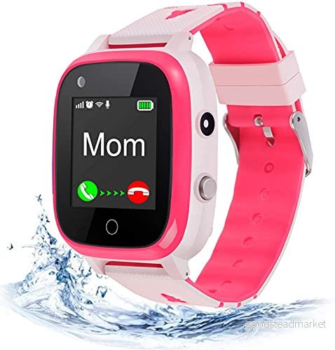 4G barnsmartwatch IP67 vattentät barnklocka med GPS position, kamera, SOS, samtal, stegräknare, pekskärm, videochatt smart klocka för pojkar och flickor (rosa T5) 6920837312166