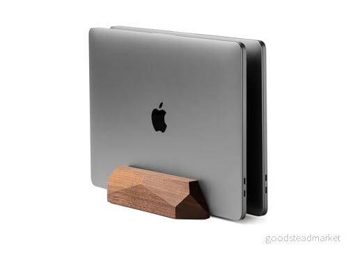OAKYWOOD Stativ för Bärbar Dator Vertikalt i Trä Hållare 2 Bärbara Datorer kompatibel med MacBook Pro, Air, iPad Valnöt 5907758790892