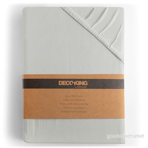 DecoKing Dra på lakan Spännlakan 100% bomull Jersey boxhoppbädd Silver 160x200 180x200 Amber 5902633994341